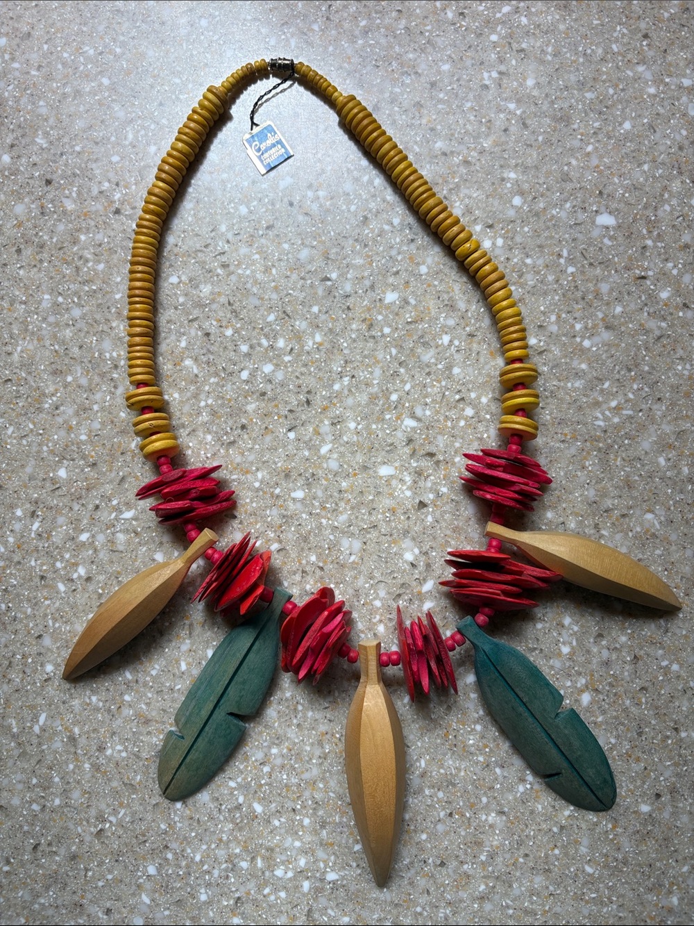 Carola’s Couturier Collection Vintage Chunky Wooden Tribal Statement Necklace